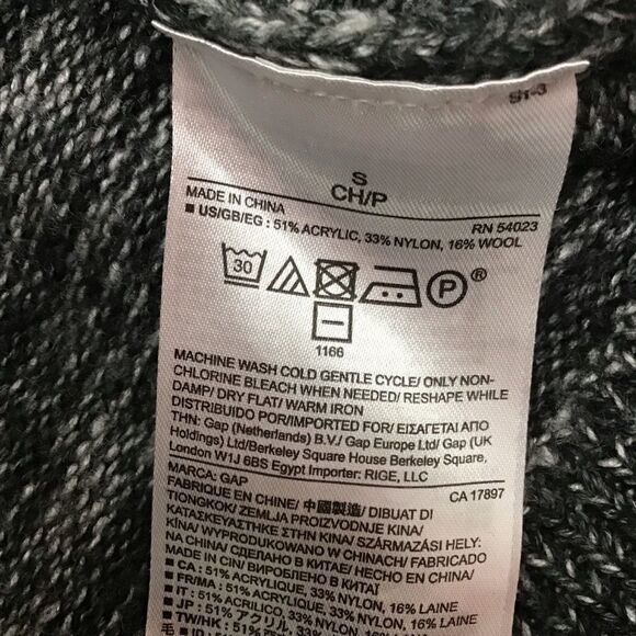 GAP knit sweater fair isle warm grey black fall winter wool blend small petite - Picture 7 of 12